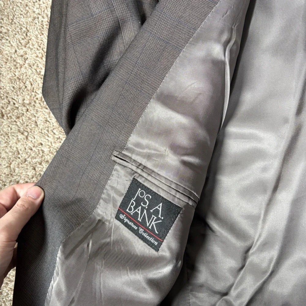 Jos A Bank Signature Collection Brown Glen Plaid‎ Silk Blend Blazer Mens 48R